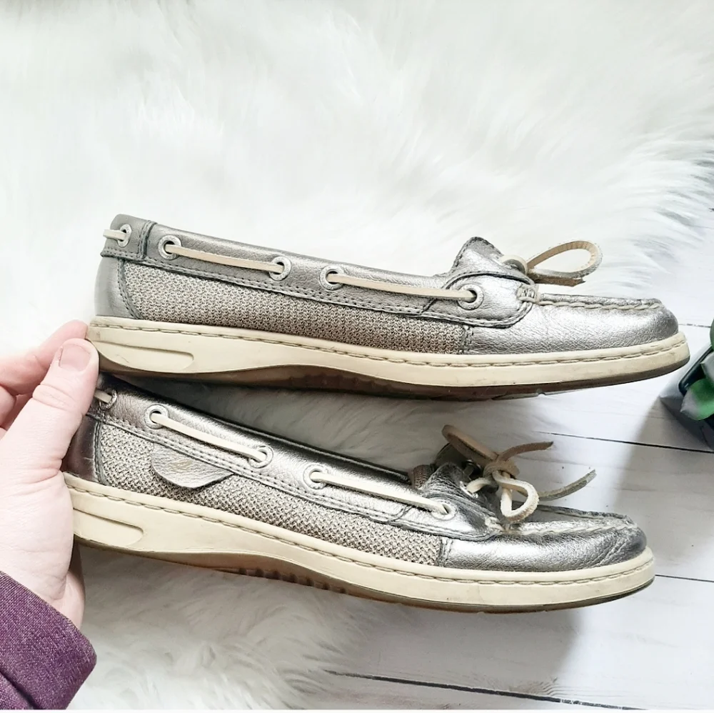 Sperry Top Sider Silver Boat Shoes - Picture 4 of 7